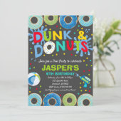 Pool Party Invitation Dunk and Donuts Pool Party Kaart (Staand voorkant)