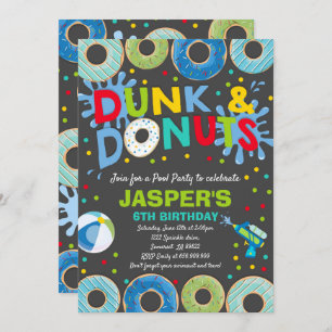 Pool Party Invitation Dunk and Donuts Pool Party Kaart