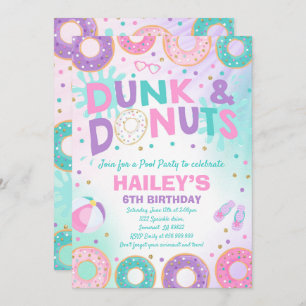 Pool Party Invitation Dunk and Donuts Pool Party Kaart