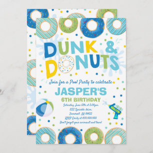 Pool Party Invitation Dunk and Donuts Pool Party Kaart
