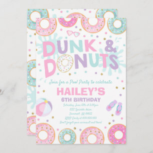 Pool Party Invitation Dunk and Donuts Pool Party Kaart