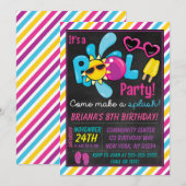 Pool Party Invitation for a Girl Kaart (Voorkant / Achterkant)