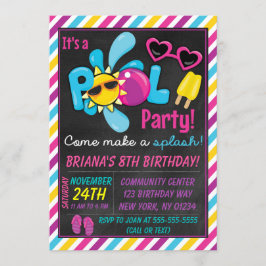 Pool Party Invitation for a Girl Kaart