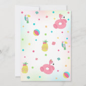 Pool Party Invitation Girl Flamingo Float Pool Kaart (Achterkant)
