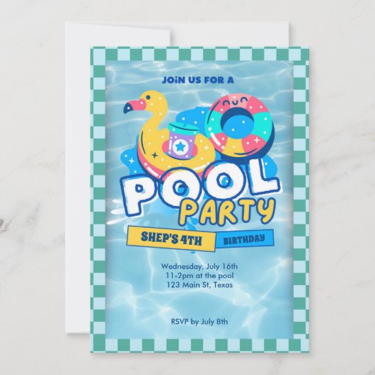 pool party invitation kaart (Voorkant)