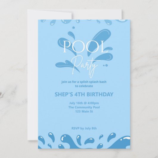 pool party invitation kaart (Voorkant)