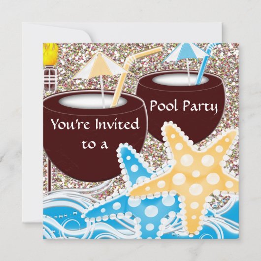 Pool Party Invitation of any Occassion Afstuderen, Kaart (Voorkant)