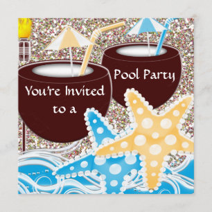 Pool Party Invitation of any Occassion Afstuderen, Kaart