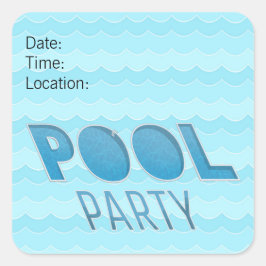 Pool Party Invitation of Reminder Vierkante Sticker