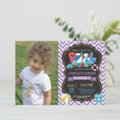 Pool Party Invitation Paars Splish Splash Boy Kaart (Staand voorkant)