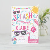 Pool Party Invitation, Pool Bash Birthday Invite Kaart (Staand voorkant)