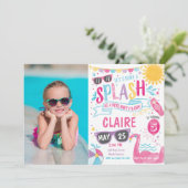 Pool Party Invitation, Pool Bash Birthday Invite Kaart (Staand voorkant)