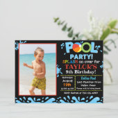 Pool Party Invitation Pool Party Photo Invitation  Kaart (Staand voorkant)