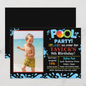 Pool Party Invitation Pool Party Photo Invitation  Kaart (Voorkant / Achterkant)