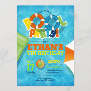 Pool Party Invitation - Pool/Summer Invite Kaart