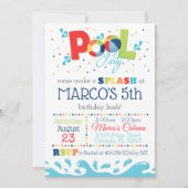 Pool Party Invitation Summer Birthday Kaart (Voorkant)