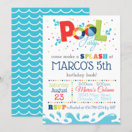 Pool Party Invitation Summer Birthday Kaart