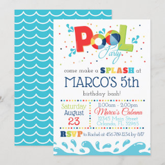 Pool Party Invitation Summer Birthday Kaart
