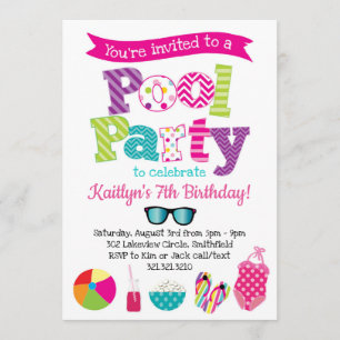 Pool Party Invitation - Summer Birthday Pool Party Kaart