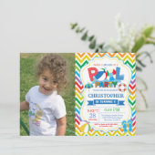 Pool Party Invitation Summer Splish Splash Boy Kaart (Staand voorkant)