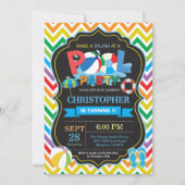 Pool Party Invitation Summer Splish Splash Boy Kaart (Voorkant)