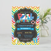Pool Party Invitation Summer Splish Splash Boy Kaart (Staand voorkant)