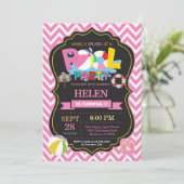 Pool Party Invitation Summer Splish Splash Girl Kaart (Staand voorkant)
