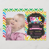 Pool Party Invitation Summer Splish Splash Girl Kaart (Voorkant / Achterkant)