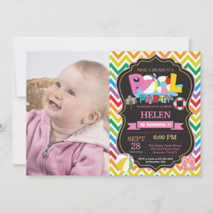 Pool Party Invitation Summer Splish Splash Girl Kaart