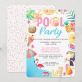 Pool Party Invitation - Swim Party - Cookout Kaart (Voorkant / Achterkant)