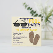 Pool Party Invitation Teenslippers & Sunbril Kaart (Staand voorkant)