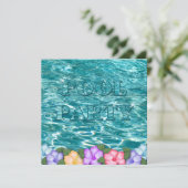 Pool Party Invitation - Water and Leis Flowers Kaart (Staand voorkant)