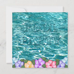 Pool Party Invitation - Water and Leis Flowers Kaart