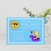 Pool Party Invitations (Vrouw Paarse Innertube) Kaart (Staand voorkant)