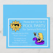 Pool Party Invitations (Vrouw Paarse Innertube) Kaart (Voorkant / Achterkant)