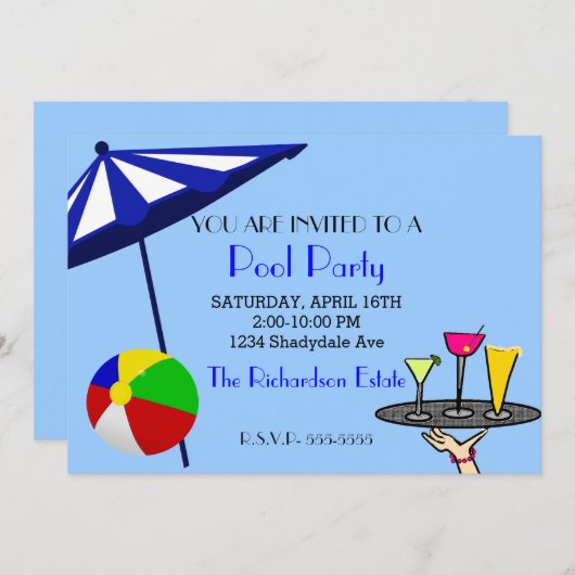 Pool Party Kaart (Voorkant / Achterkant)