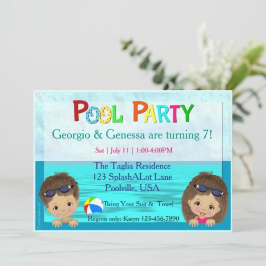 Pool Party Kaart (Staand voorkant)