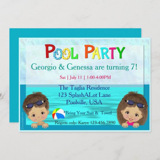 Pool Party Kaart (Voorkant / Achterkant)