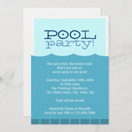 Pool Party Kaart (Voorkant / Achterkant)