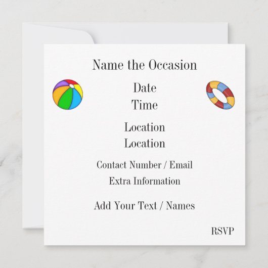 Pool Party Kaart (Achterkant)