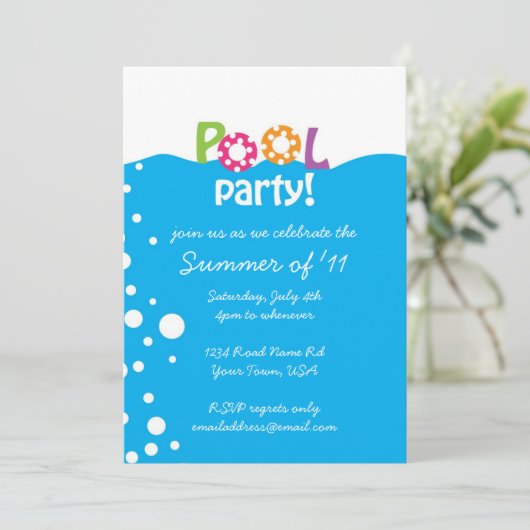 Pool Party Kaart (Staand voorkant)