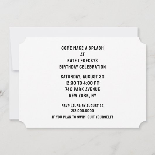 Pool Party Kaart (Achterkant)