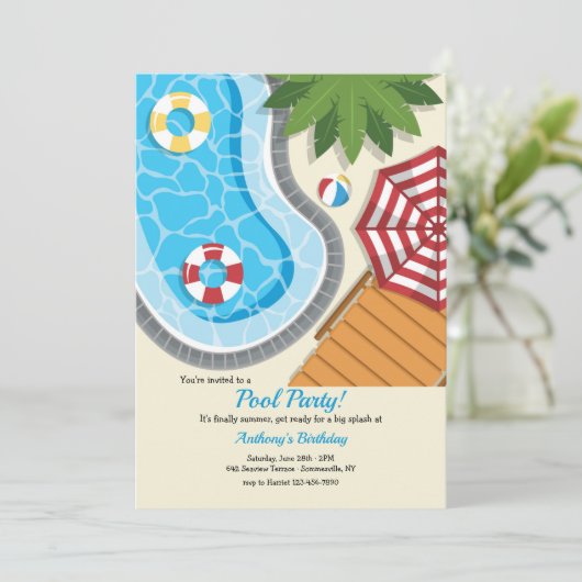 Pool Party Kaart (Staand voorkant)
