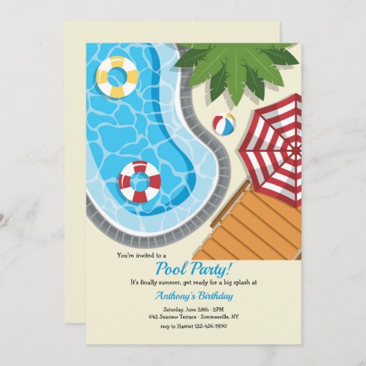 Pool Party Kaart (Voorkant / Achterkant)