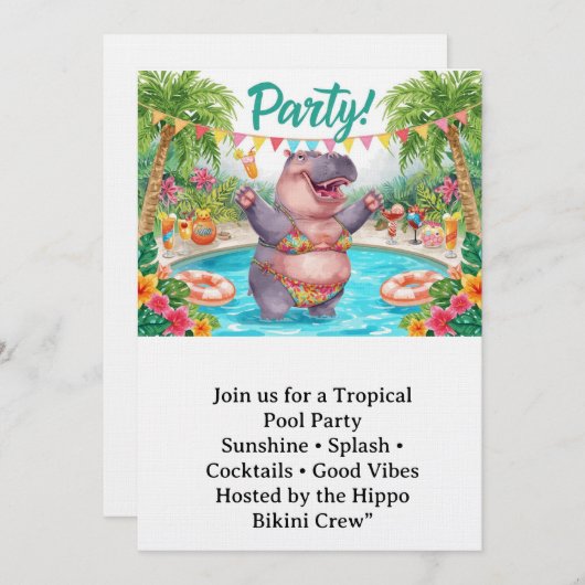 Pool party kaart (Voorkant / Achterkant)