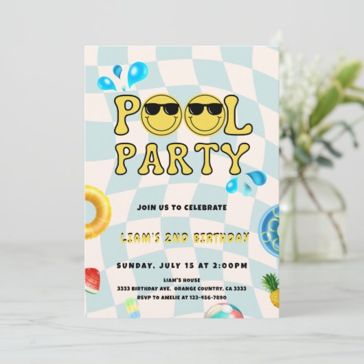 POOL PARTY KAART (Staand voorkant)