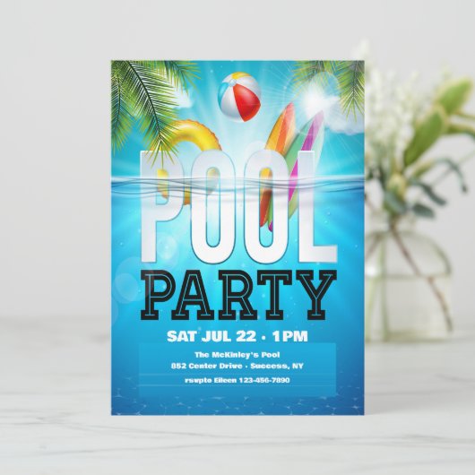 Pool Party Kaart (Staand voorkant)