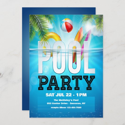 Pool Party Kaart (Voorkant / Achterkant)