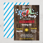 Pool Party Kids Birthday Invitation Save The Date (Voorkant / Achterkant)