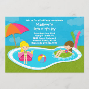 Pool Party Kids Birthday Party Invitation Kaart